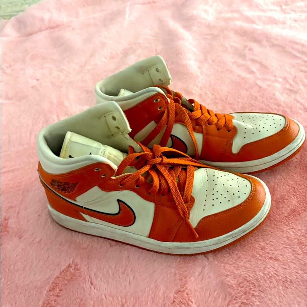 Jordan Orange and White Sneakers